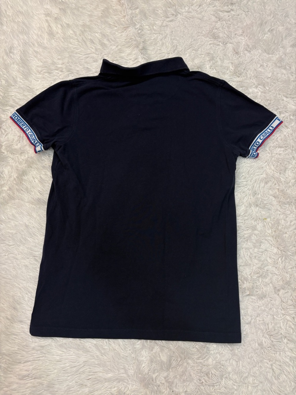Roberto Cavalli Logo Trimmed Short Sleeve Polo NAVY - Picture 6 of 6